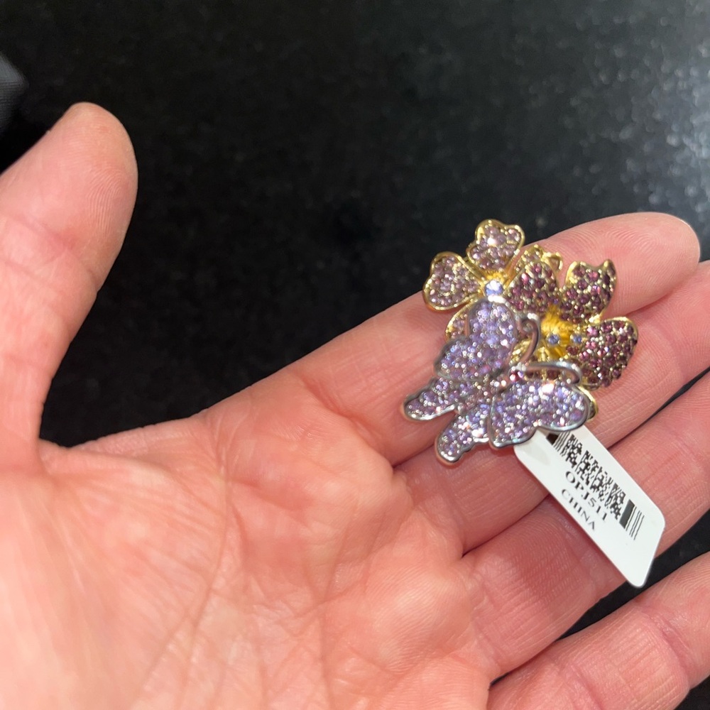 Gold and Purple Butterfly Ring